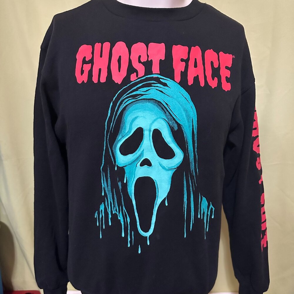 Ghost Face Men's Black Crewneck Sweater XS The Icon of Halloween Scary Movie Hor